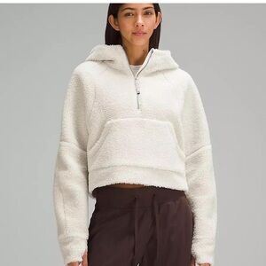 Lululemon Women's Scuba Oversized 1/2 Zip Fleece Hoodie -Bone Sz:M/L